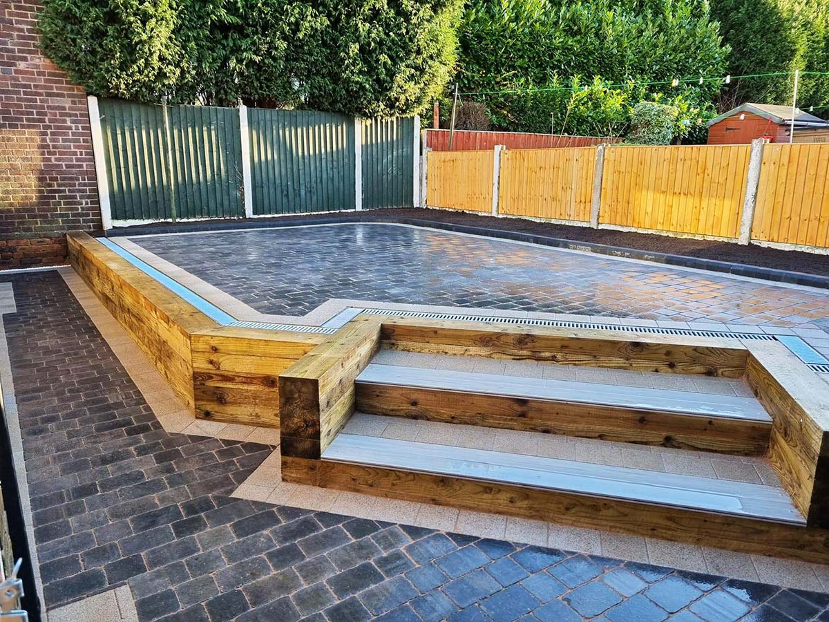 Block Paved Patio with Steps in Bishops Cleeve