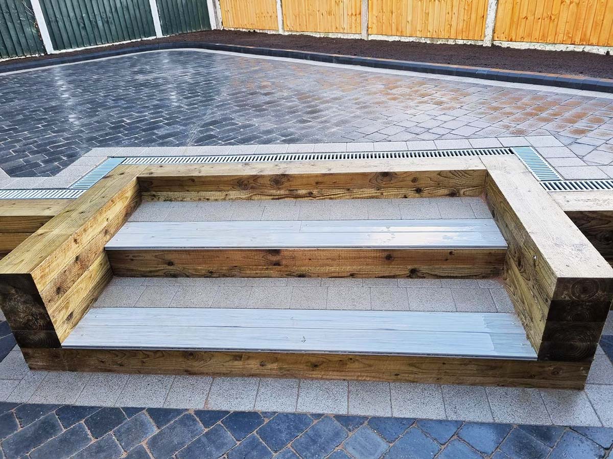 Block Paved Patio with Steps in Winsford